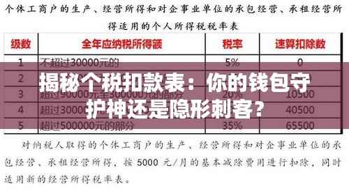 揭秘个税扣款表:你的钱包守护神还是隐形刺客?