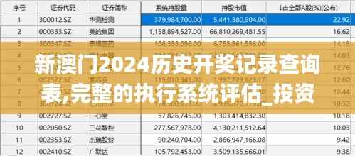 新澳门2024历史开奖记录查询表,完整的执行系统评估_投资版3.175