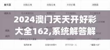 2024澳门天天开好彩大全162,系统解答解释定义_苹果版3.503