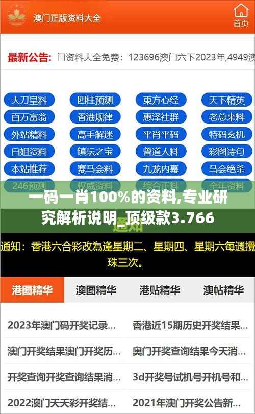 一码一肖100%的资料,专业研究解析说明_顶级款3.766