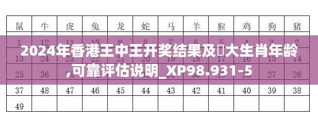 2024年香港王中王开奖结果及枓大生肖年龄,可靠评估说明_XP98.931-5