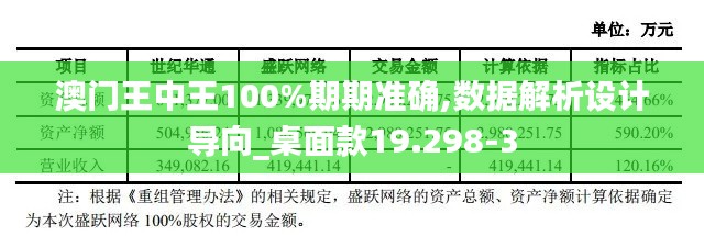 澳门王中王100%期期准确,数据解析设计导向_桌面款19.298-3