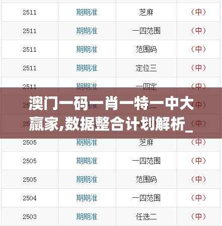 澳门一码一肖一特一中大羸家,数据整合计划解析_LT68.366-1