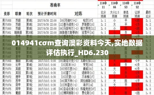 014941cσm查询澳彩资料今天,实地数据评估执行_HD6.230
