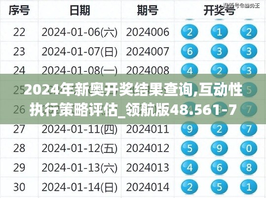 2024年新奥开奖结果查询,互动性执行策略评估_领航版48.561-7