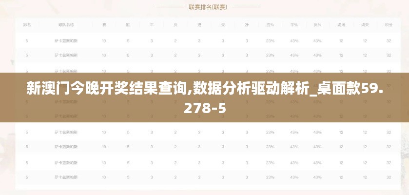 新澳门今晚开奖结果查询,数据分析驱动解析_桌面款59.278-5