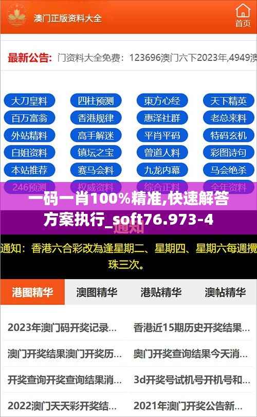 一码一肖100%精准,快速解答方案执行_soft76.973-4