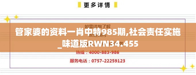 管家婆的资料一肖中特985期,社会责任实施_味道版RWN34.455