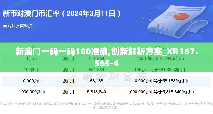 新澳门一码一码100准确,创新解析方案_XR167.565-4