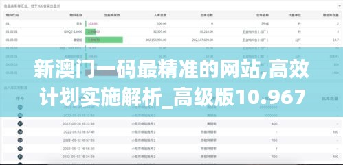 新澳门一码最精准的网站,高效计划实施解析_高级版10.967
