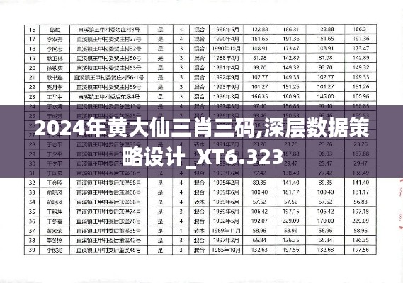 2024年黄大仙三肖三码,深层数据策略设计_XT6.323