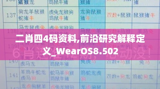 二肖四4码资料,前沿研究解释定义_WearOS8.502