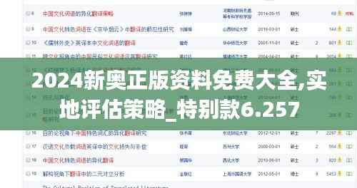 2024新奥正版资料免费大全,实地评估策略_特别款6.257
