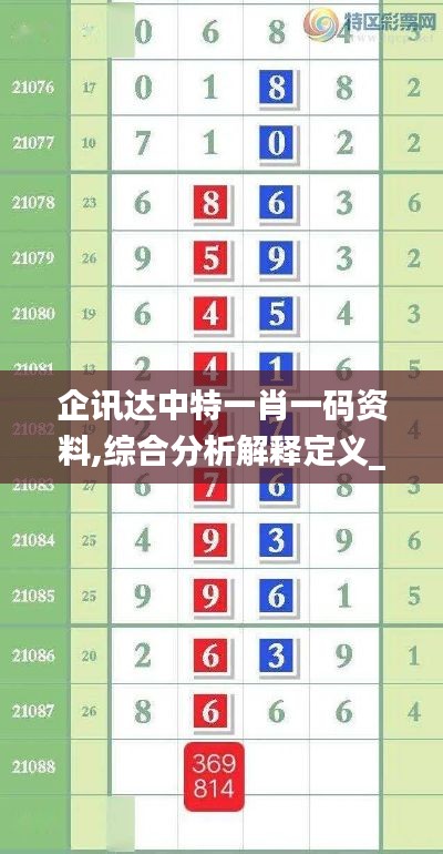 企讯达中特一肖一码资料,综合分析解释定义_tool5.388