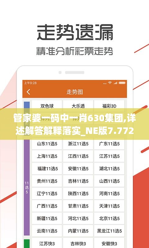 管家婆一码中一肖630集团,详述解答解释落实_NE版7.772