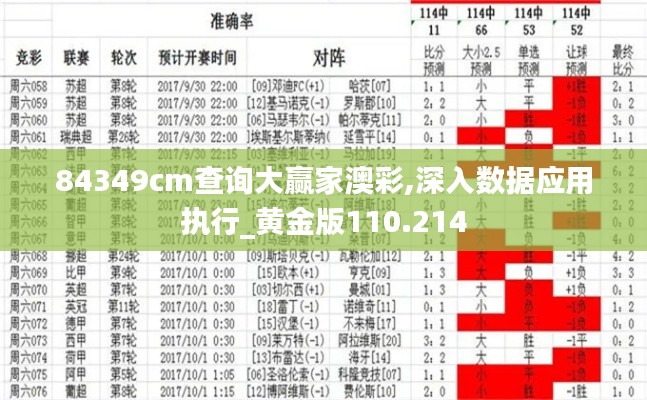 84349cm查询大赢家澳彩,深入数据应用执行_黄金版110.214