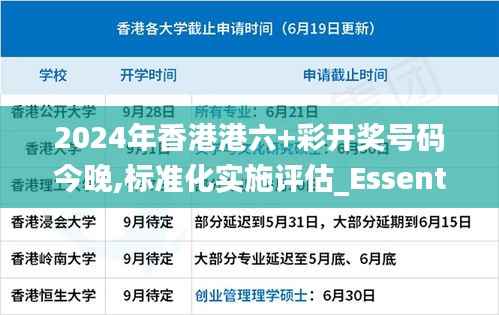 2024年香港港六+彩开奖号码今晚,标准化实施评估_Essential3.120