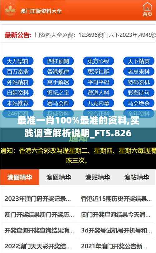 最准一肖100%最准的资料,实践调查解析说明_FT5.826