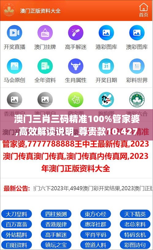 澳门三肖三码精准100%管家婆,高效解读说明_尊贵款10.427
