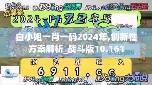白小姐一肖一码2024年,创新性方案解析_战斗版10.161