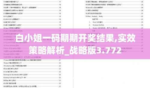 白小姐一码期期开奖结果,实效策略解析_战略版3.772