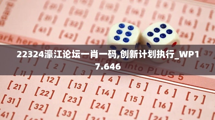 22324濠江论坛一肖一码,创新计划执行_WP17.646