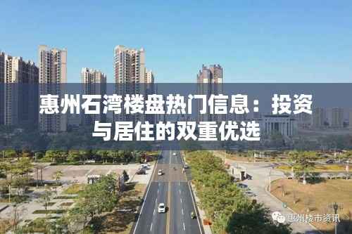 惠州石湾楼盘热门信息：投资与居住的双重优选
