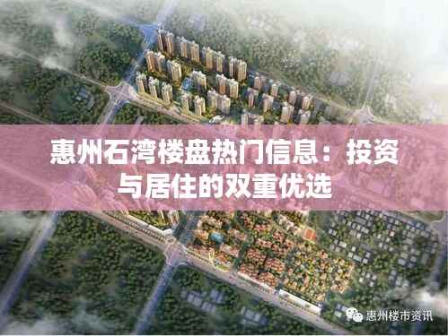 惠州石湾楼盘热门信息:投资与居住的双重优选