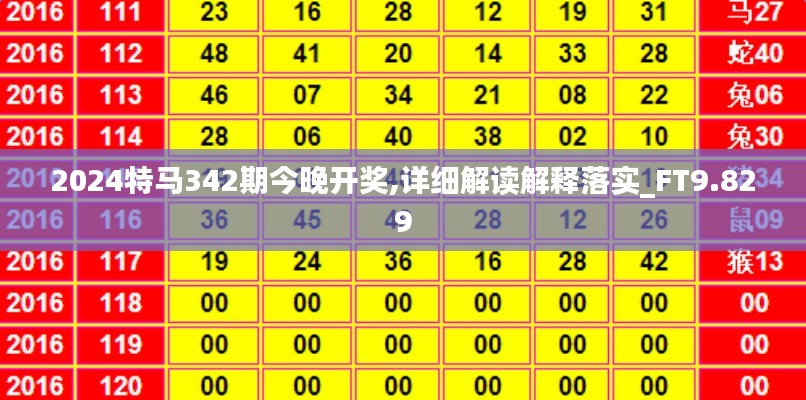 2024特马342期今晚开奖,详细解读解释落实_FT9.829