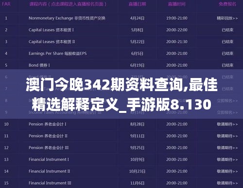 澳门今晚342期资料查询,最佳精选解释定义_手游版8.130