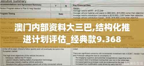 澳门内部资料大三巴,结构化推进计划评估_经典款9.368