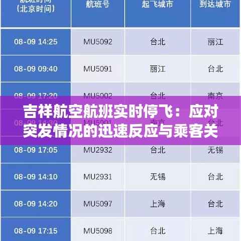 吉祥航空航班实时停飞:应对突发情况的迅速反应与乘客关怀