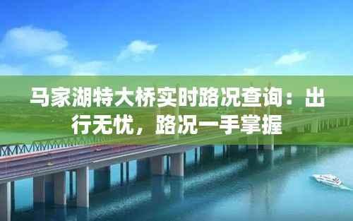 马家湖特大桥实时路况查询:出行无忧,路况一手掌握