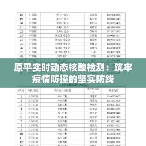 原平实时动态核酸检测：筑牢疫情防控的坚实防线