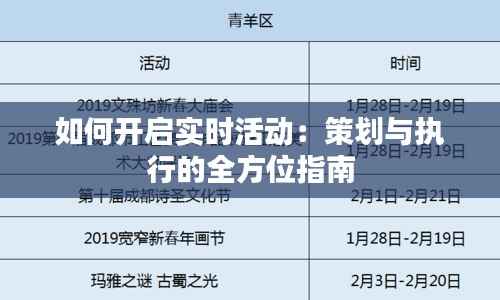 如何开启实时活动:策划与执行的全方位指南