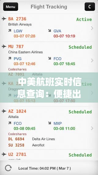 中美航班实时信息查询:便捷出行,无忧飞行
