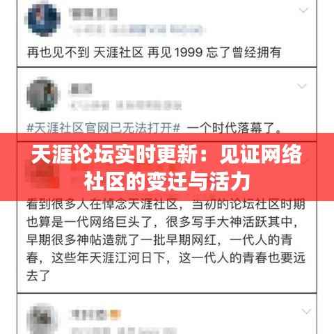 天涯论坛实时更新：见证网络社区的变迁与活力