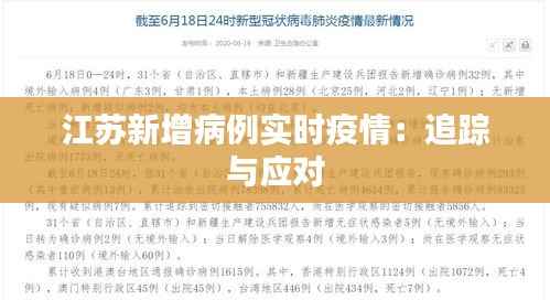 江苏新增病例实时疫情:追踪与应对
