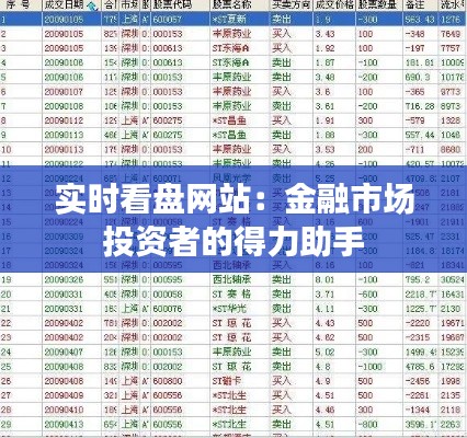 实时看盘网站:金融市场投资者的得力助手