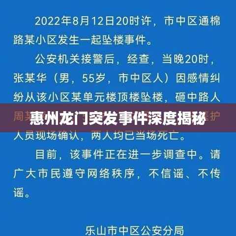 惠州龙门突发事件深度揭秘