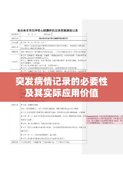 突发病情记录的必要性及其实际应用价值