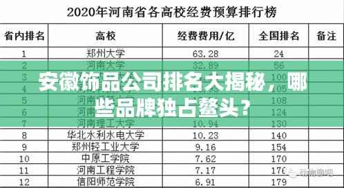 安徽饰品公司排名大揭秘，哪些品牌独占鳌头？