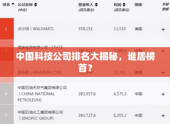 中国科技公司排名大揭秘,谁居榜首?