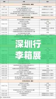 深圳行李箱展会最新时间表揭秘,行业盛会的日程安排全攻略