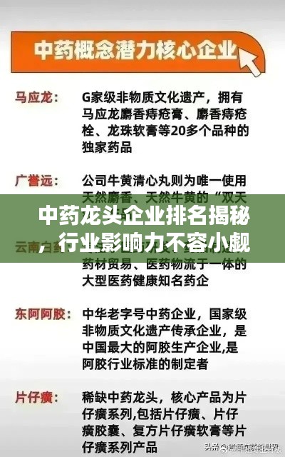 中药龙头企业排名揭秘，行业影响力不容小觑