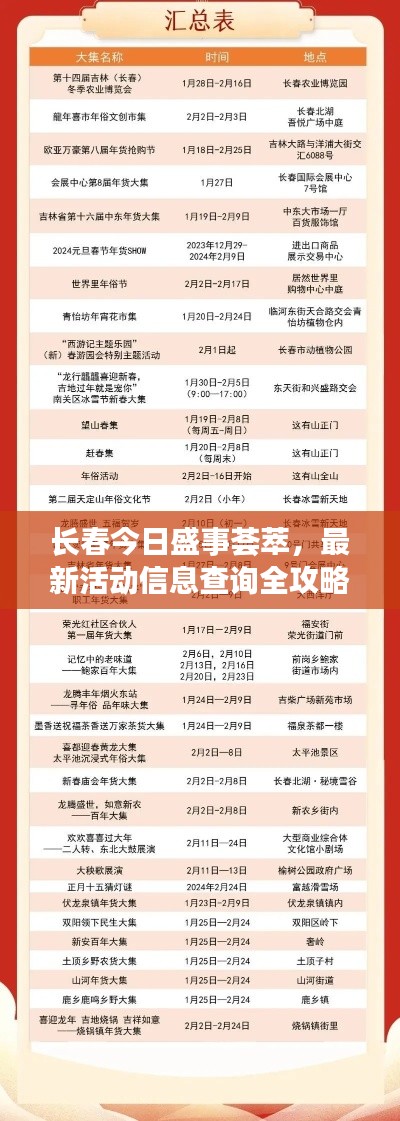 长春今日盛事荟萃，最新活动信息查询全攻略