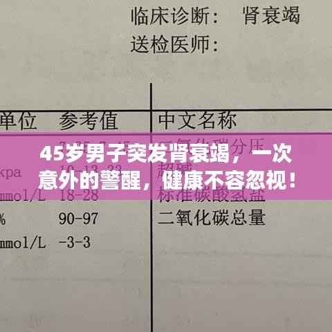 45岁男子突发肾衰竭,一次意外的警醒,健康不容忽视!