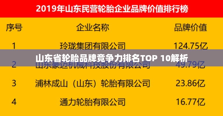 山东省轮胎品牌竞争力排名TOP 10解析