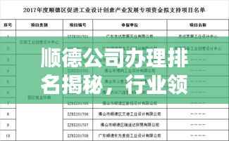 顺德公司办理排名揭秘,行业领军者一览表!