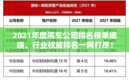 2021年度吊车公司排名榜单揭晓,行业权威排名一网打尽!